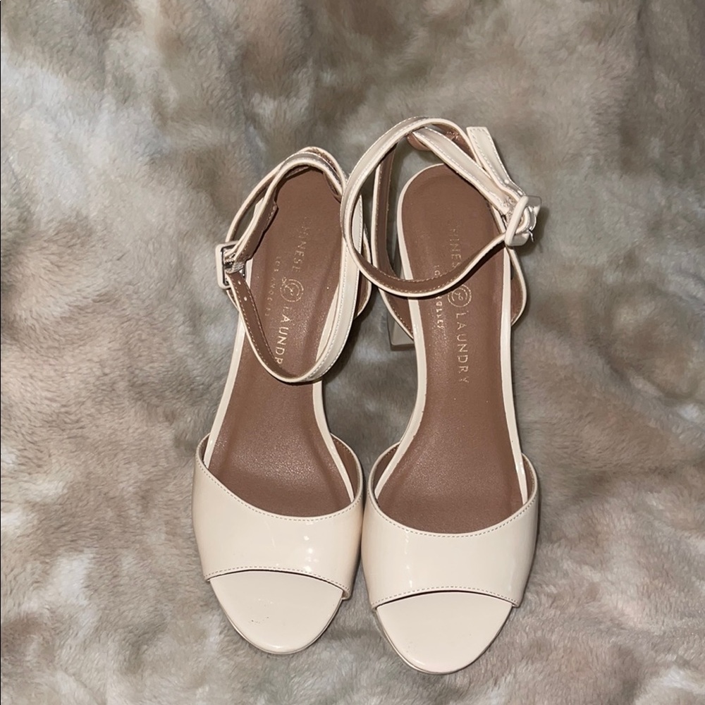 Chinese Laundry Cream Ankle Strap Sandals